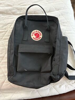 Fjallraven Kanken Black Backpack with Red Logo